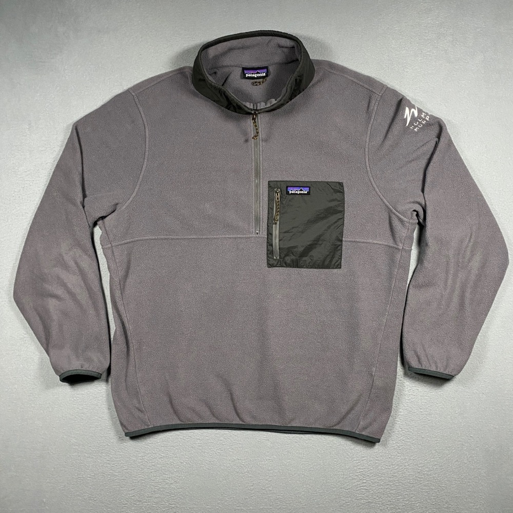 Patagonia Microdini 1/2 Zip Fleece Pullover Mens XL Gray Jacket Pocket Logo